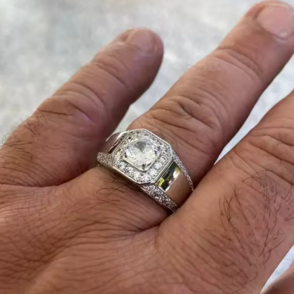 Elegant Diamond 925 Silver Ring For Men